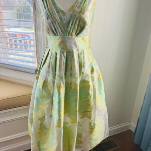ASOS green and yellow jacquard midi dress EUC